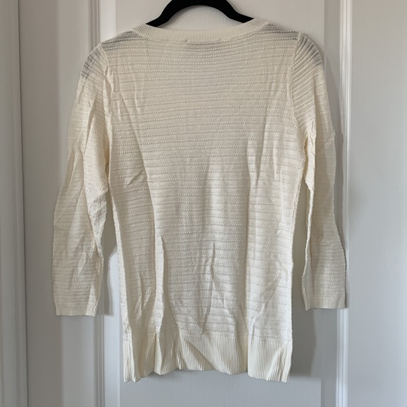NWT LOFT Off-White Striped Knit Light Sweater - Picture 6 of 9